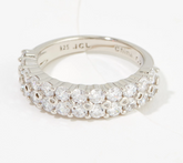 Diamonique Sterling Silver 925 Cubic Zirconia 35-Stone Platinum-Clad Band Size 9